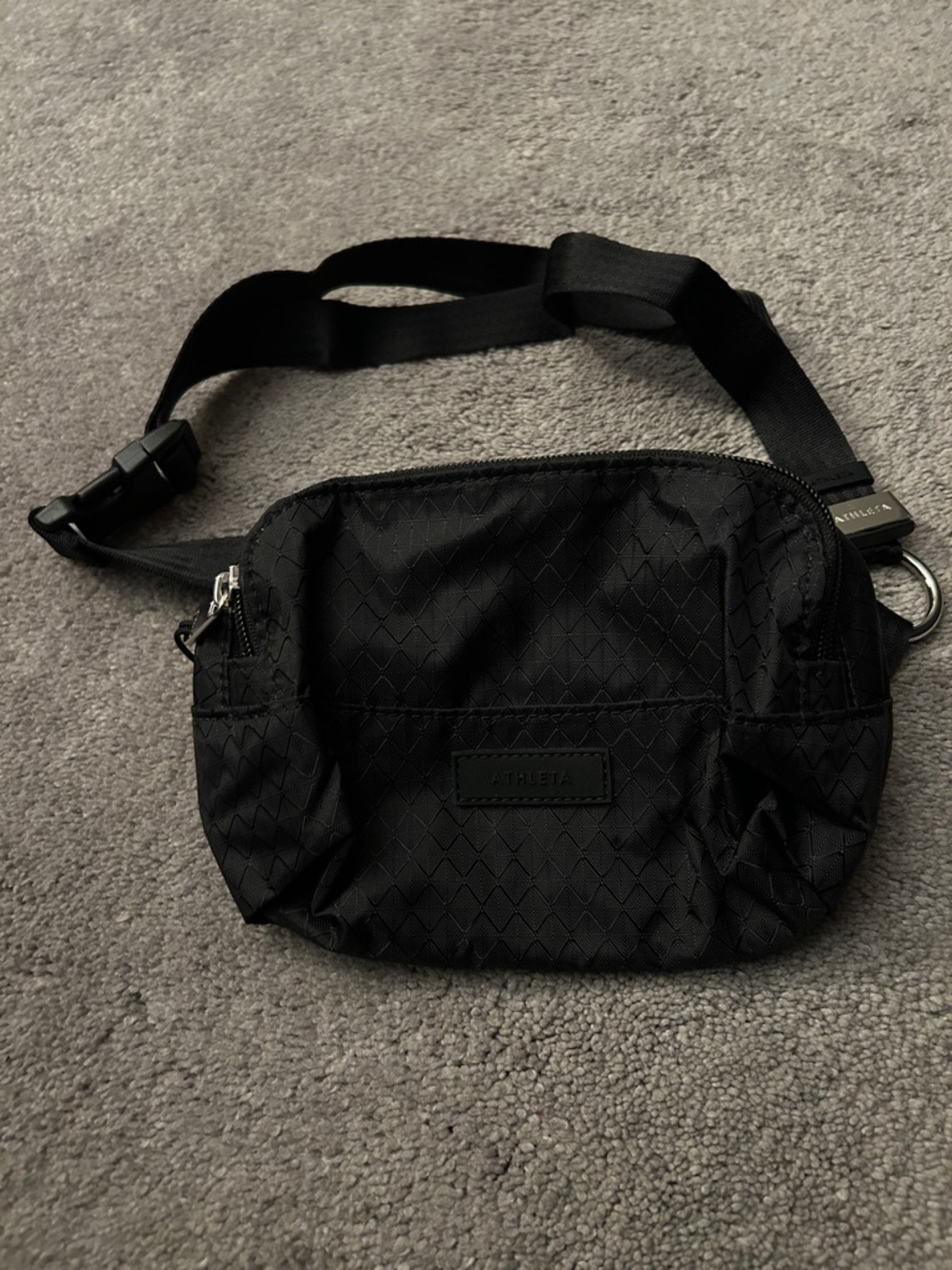 Athleta Black Quilted Belt Bag with Adjustable Strap